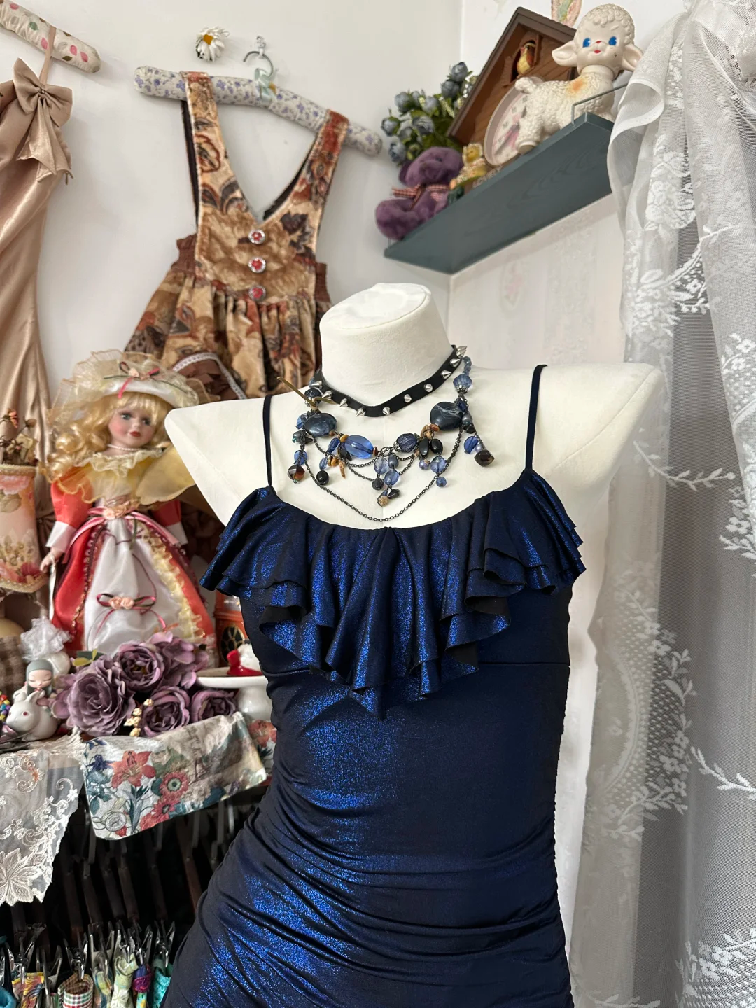 Beautiful Navy Blue Sheath Short Birthday Dress Spaghetti Straps Homecoming Dress Cocktail Dress S503