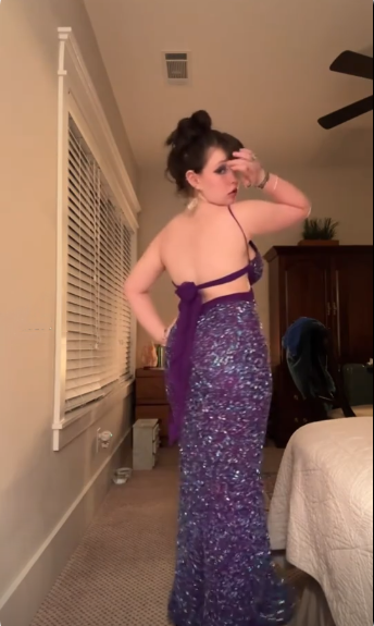 Sexy Spaghetti Straps V Neck Sequin Long Party Dress Purple Long Prom Dress D4391