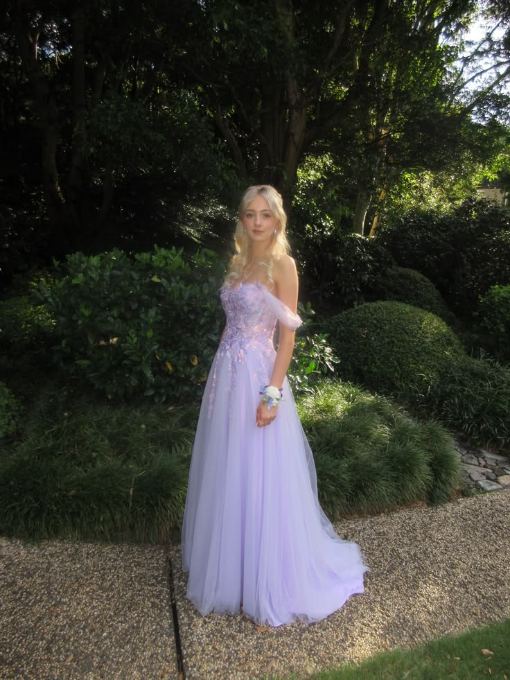 Elegant Off The Shoulder Lilac Tulle Sequin Long Prom Dress Party Dress D5433