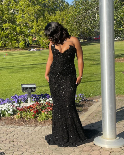 Sexy Mermaid Sweetheart Sequin Slit Black Long Prom Dresses Party Dress SD2291