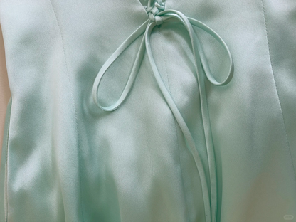 Cute Mint Green Satin A Line Long Evening Dress Birthday Prom Dress D2985