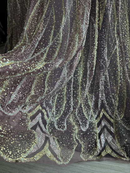 Glitter Sweetheart Neck Quinceanera Dress Purple Tulle Sequin Beaded Sweet 15 16 Dress D4714