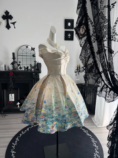 Unique Off The Shoulder Satin A Line Short Prom Dress Formal Graduation Homecoming Dress D4703