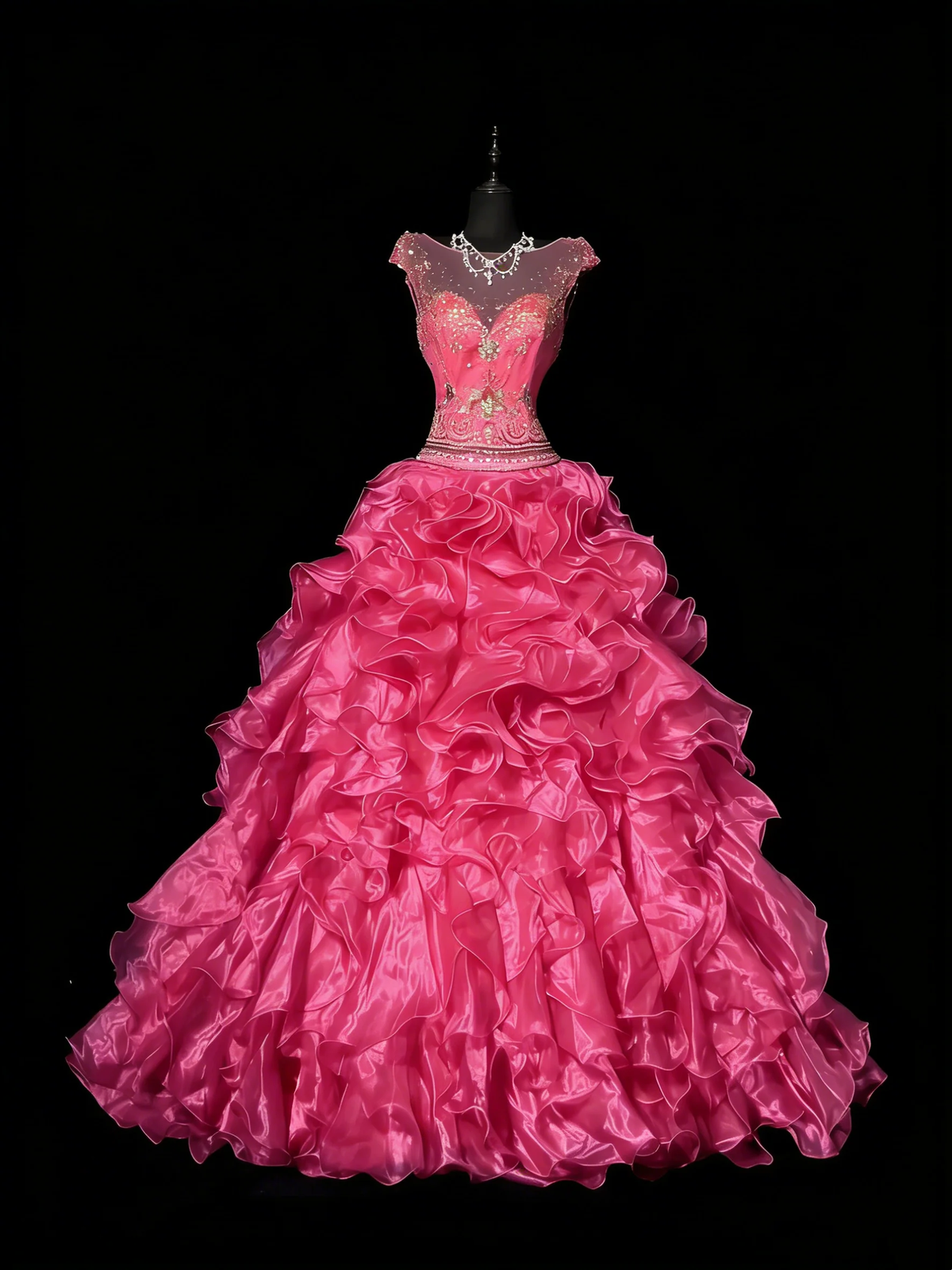 Princess Ball Gown Scoop Pink Sleeveless With Beaded Long Backless Quinceanera Dresses Sweet 15 16 Birthday Outfits D4261