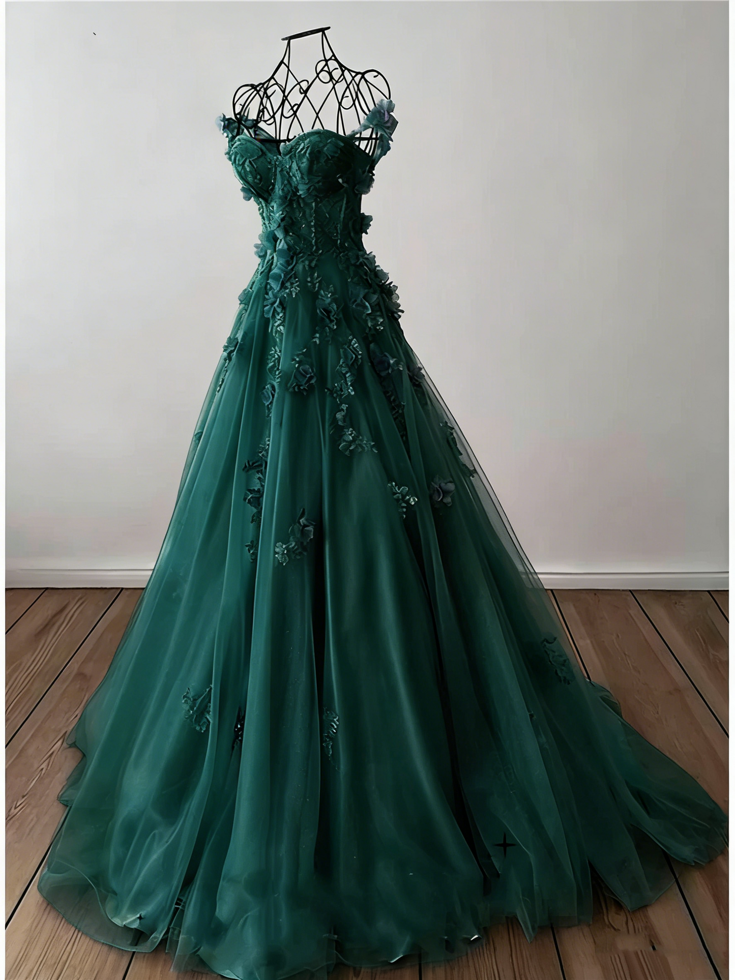 Retro Lavender Off Shoulder Tulle Floral Party Dress Tulle Prom Dress Evening Dress SD1747