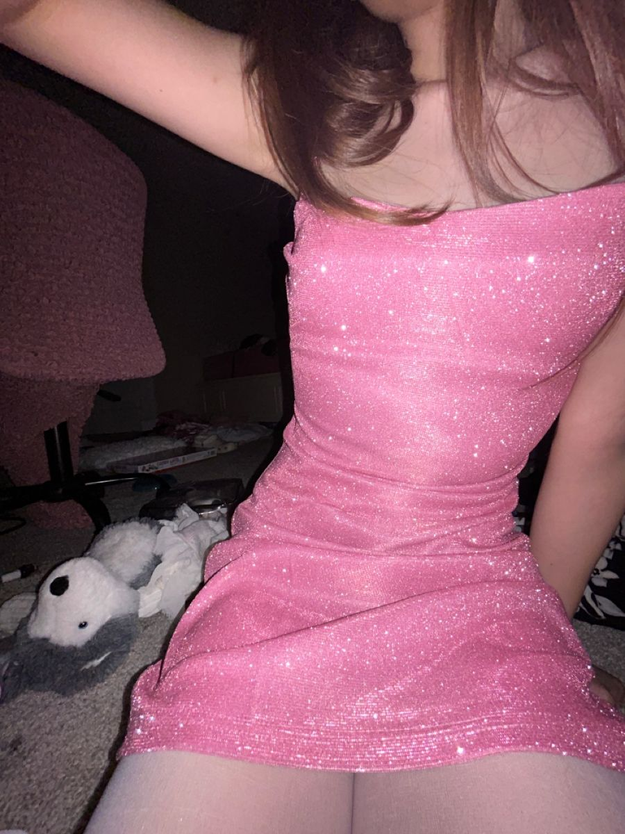 Sparkly Pink Satin Sequin Short Homecoming Dress Cocktail Dress D3256