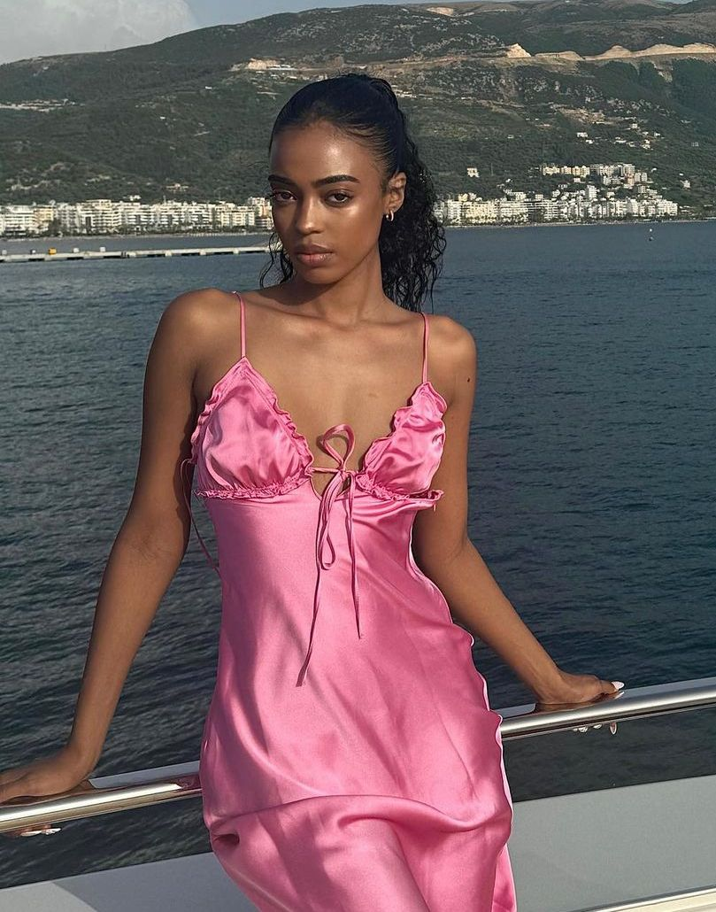 Sexy Spaghetti Straps Satin Long Wedding Guest Dress,Hot Pink Backless Long Party Dress D3486