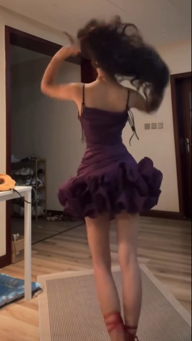 Sexy Spaghetti Straps Purple Tulle Pleated Short Graduation Homecoming Dress Cocktail Dress D4765