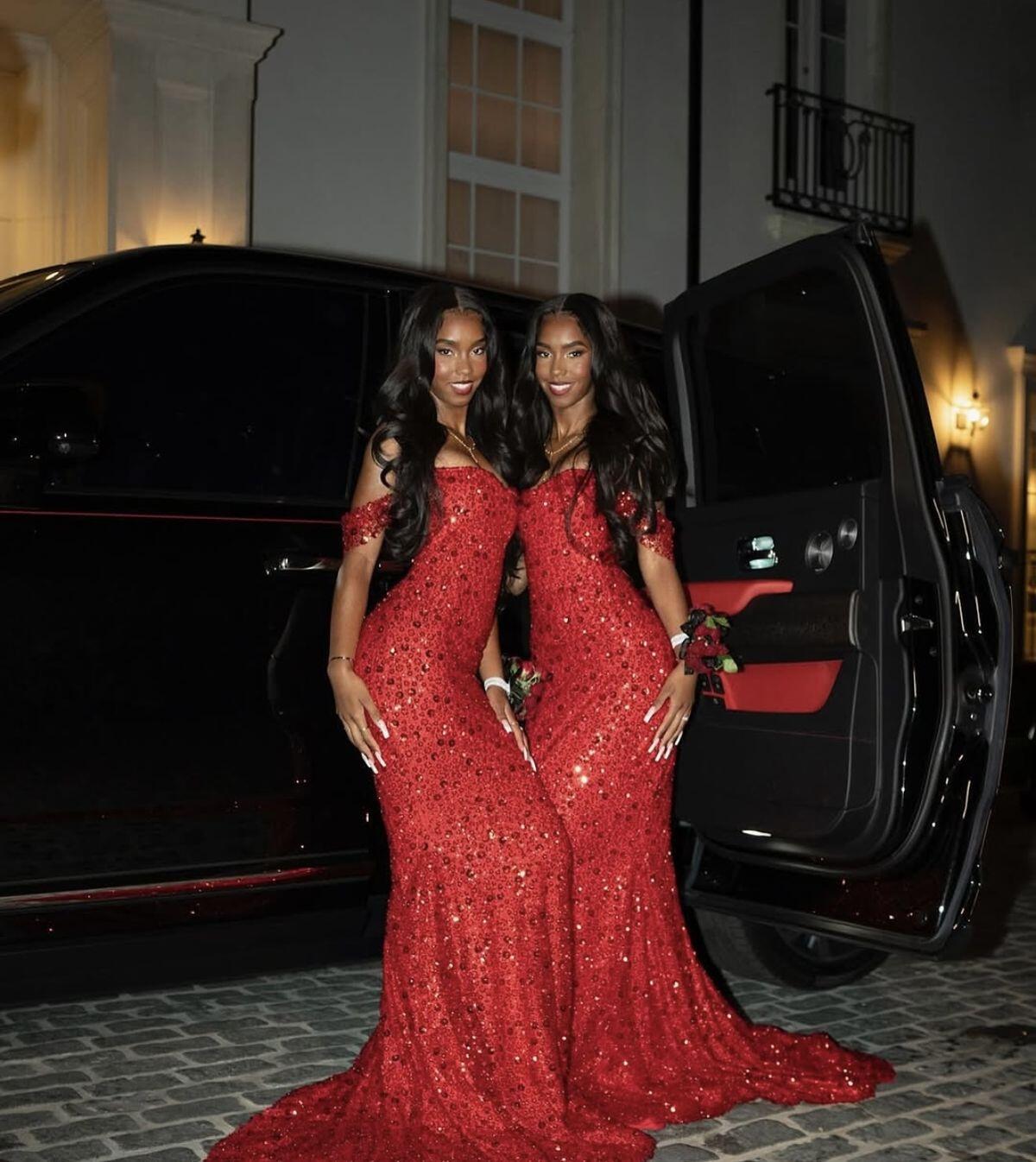Shiny Off The Shoulder Red Sequin Beaded Mermaid Long Evening Dress Party Gowns D5192