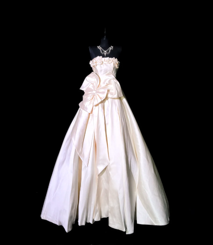 Cute Strapless Bow Satin Long Birthday Party Dress Evening Dress D1830