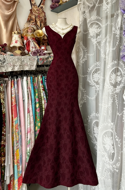 Classy Black Sleeveless Satin Print Floral Mermaid Evening Dress Long Prom Dresses D1621