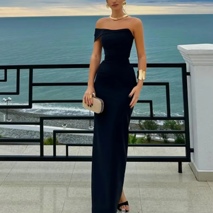 Pretty Sheath Off The Shoulder Black Long Prom Dresses Party Dress SD1329