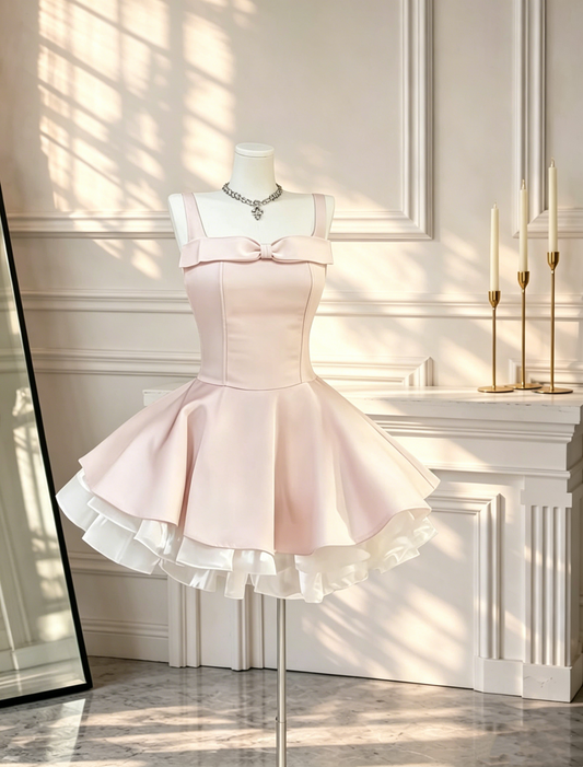 Cute Satin A Short Cocktail Dress Pink Mini 16th Birthday Outfits D2669