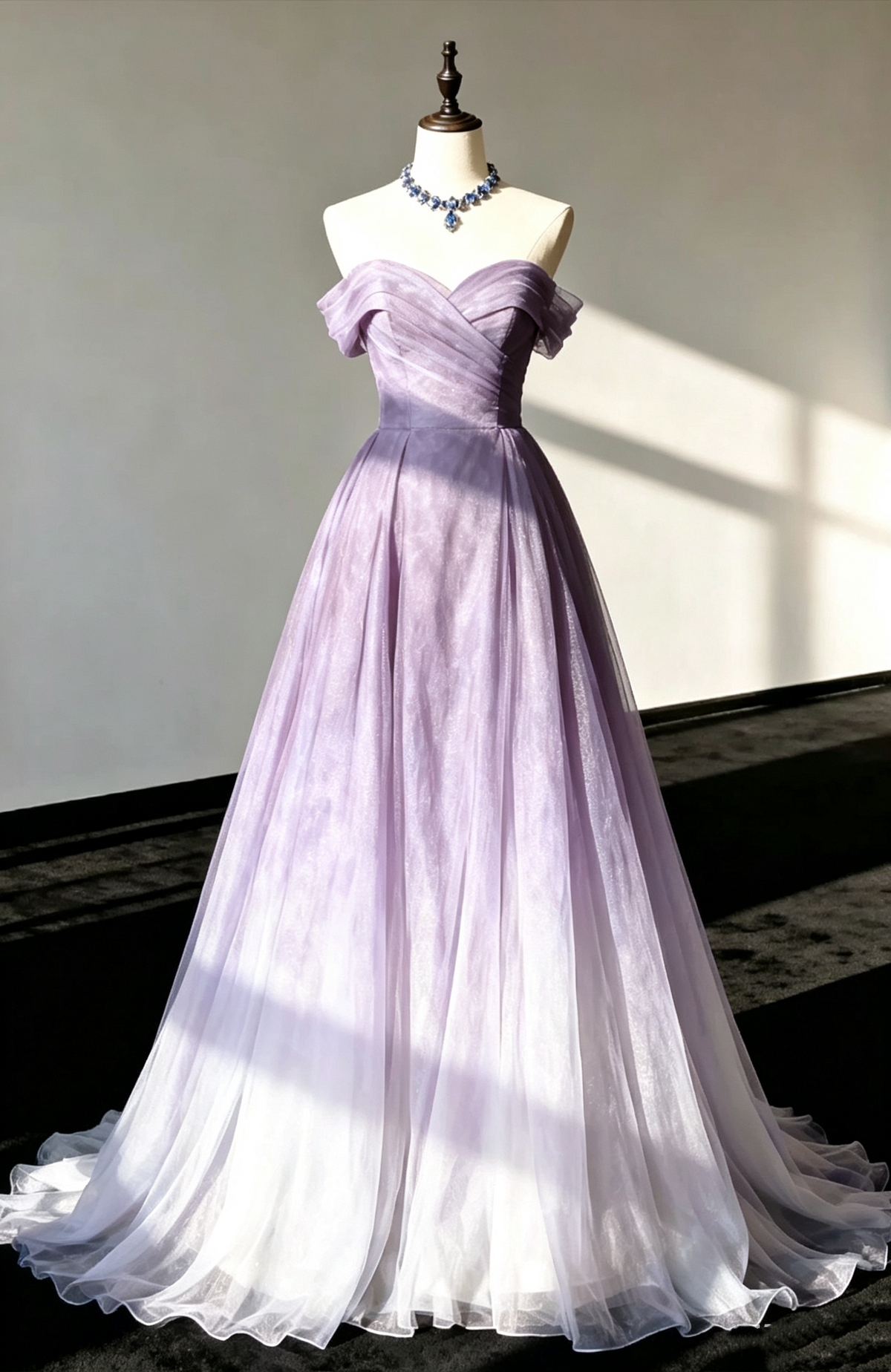 Pretty Strapless Off The Shoulder Ombre Blue Long Prom Dress Evening Gown D1392