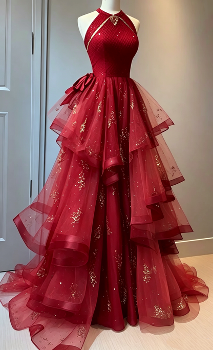 Retro Ball Gown Scoop Neckline Black Tulle Party Dress Prom Dresses Evening Dress SD1767