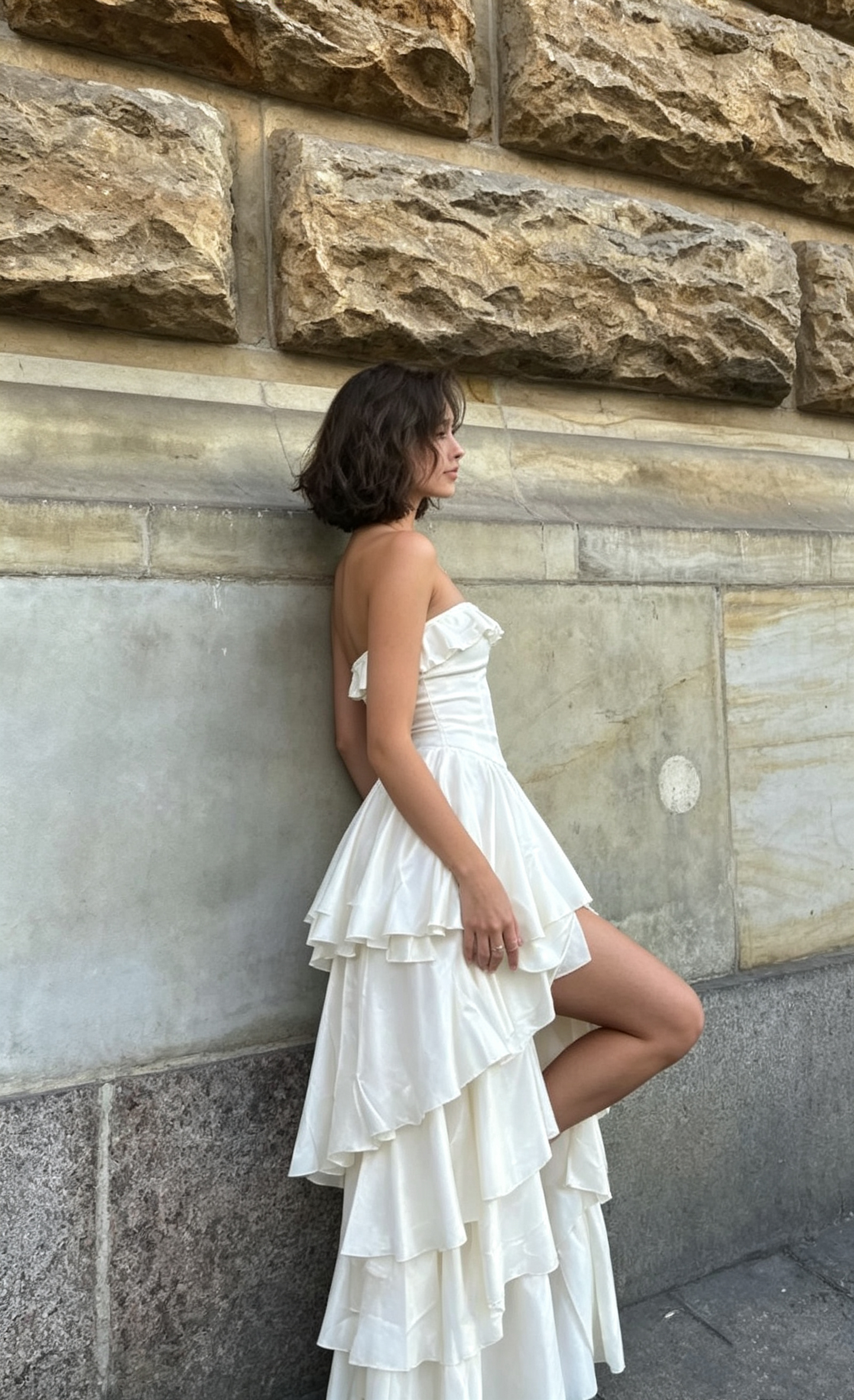 Gorgeous Ivory A-Line Strapless Satin Long Prom Dresses Formal Evening Dress SD2204