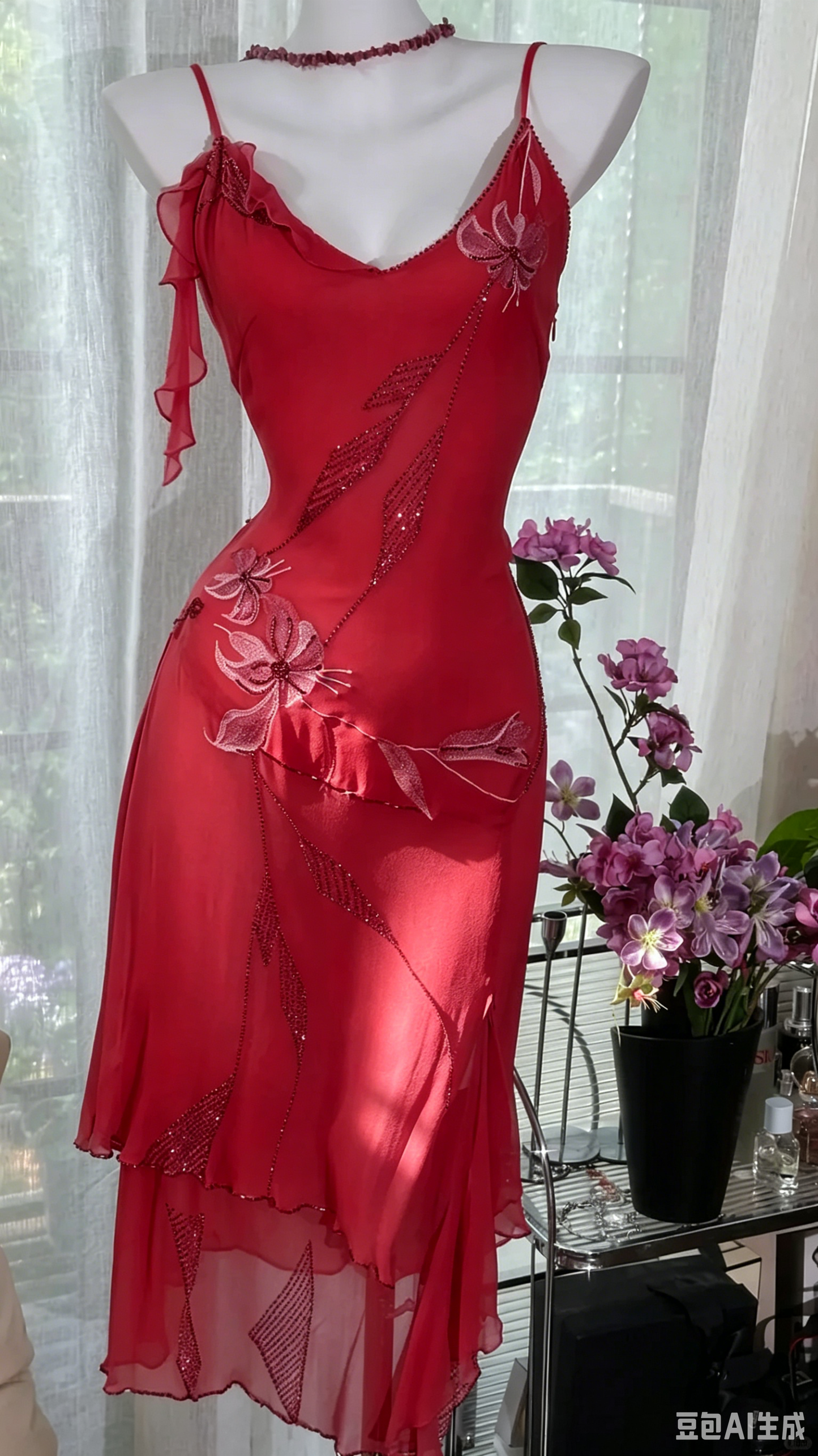 Classy Spaghetti Straps V Neck Purple Chiffon Homecoming Dress Short Party Dress S722
