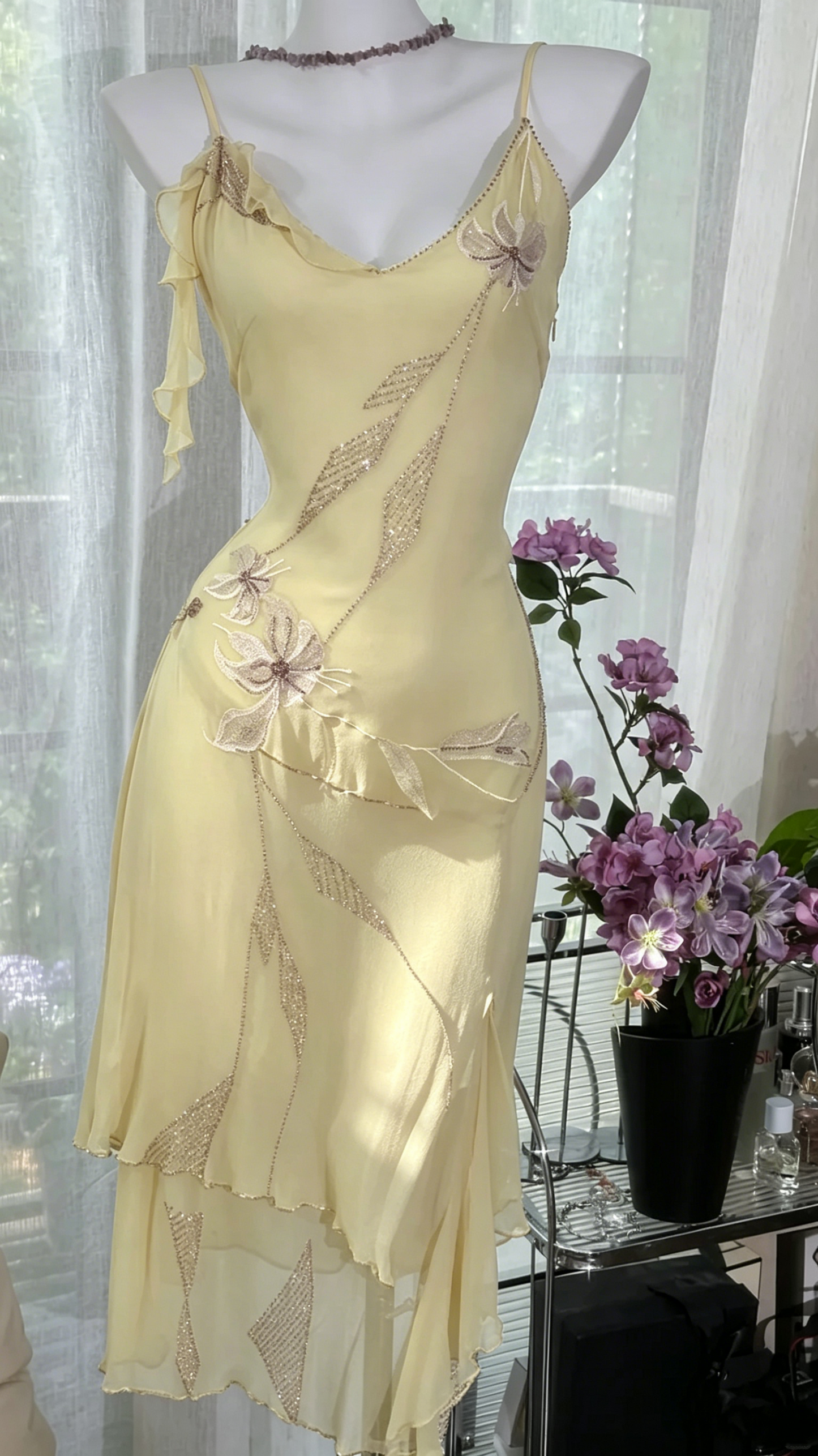 Classy Spaghetti Straps V Neck Purple Chiffon Homecoming Dress Short Party Dress S722