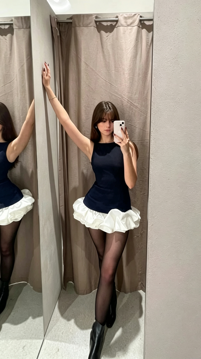 Vintage Black Sleeveless Satin Sheath Pleated Mini Cocktail Dress Short Party Dress Homecoming Dress D276