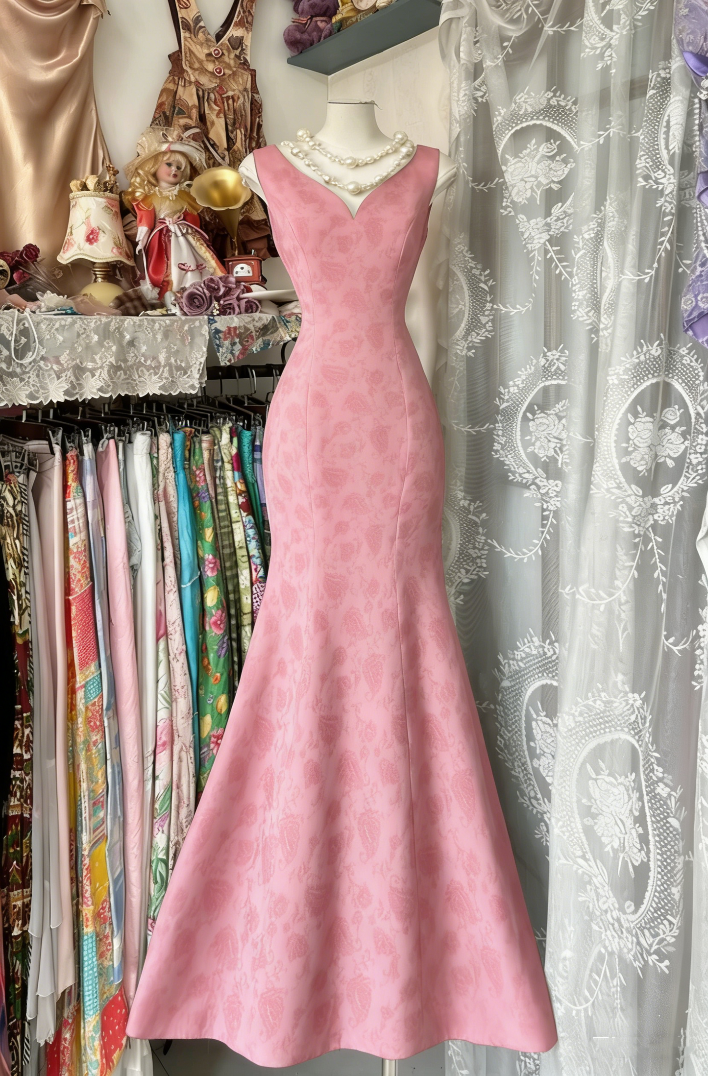 Classy Black Sleeveless Satin Print Floral Mermaid Evening Dress Long Prom Dresses D1621