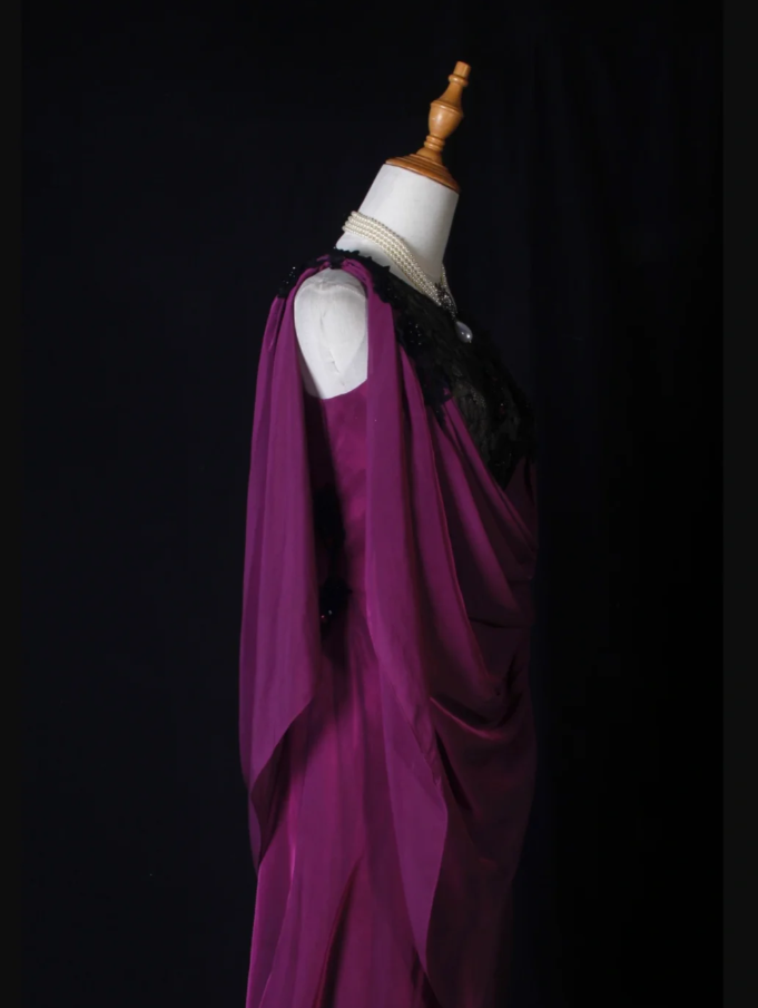 Elegant Sleeveless Purple Chiffon Lace Mermaid Long Party Dress Evening Gown With Beaded D2274