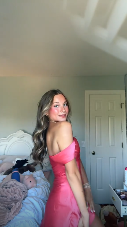 Elegant Off The Shoulder Satin Short Prom Dress,Watermelon Pink Mini Homecoming Dress D3458