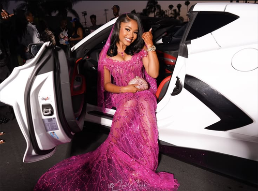 Gorgeous Hot Pink Tulle Sequin Beaded Mermaid Long Evening Dress Birthday Party Dress D4552