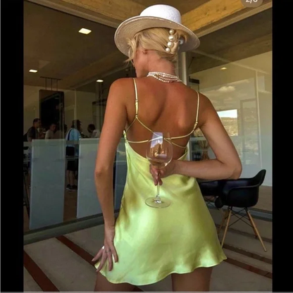 Sexy Green Spaghetti Straps Satin Short Homecoming Dress 18th Birthday Outfits D760