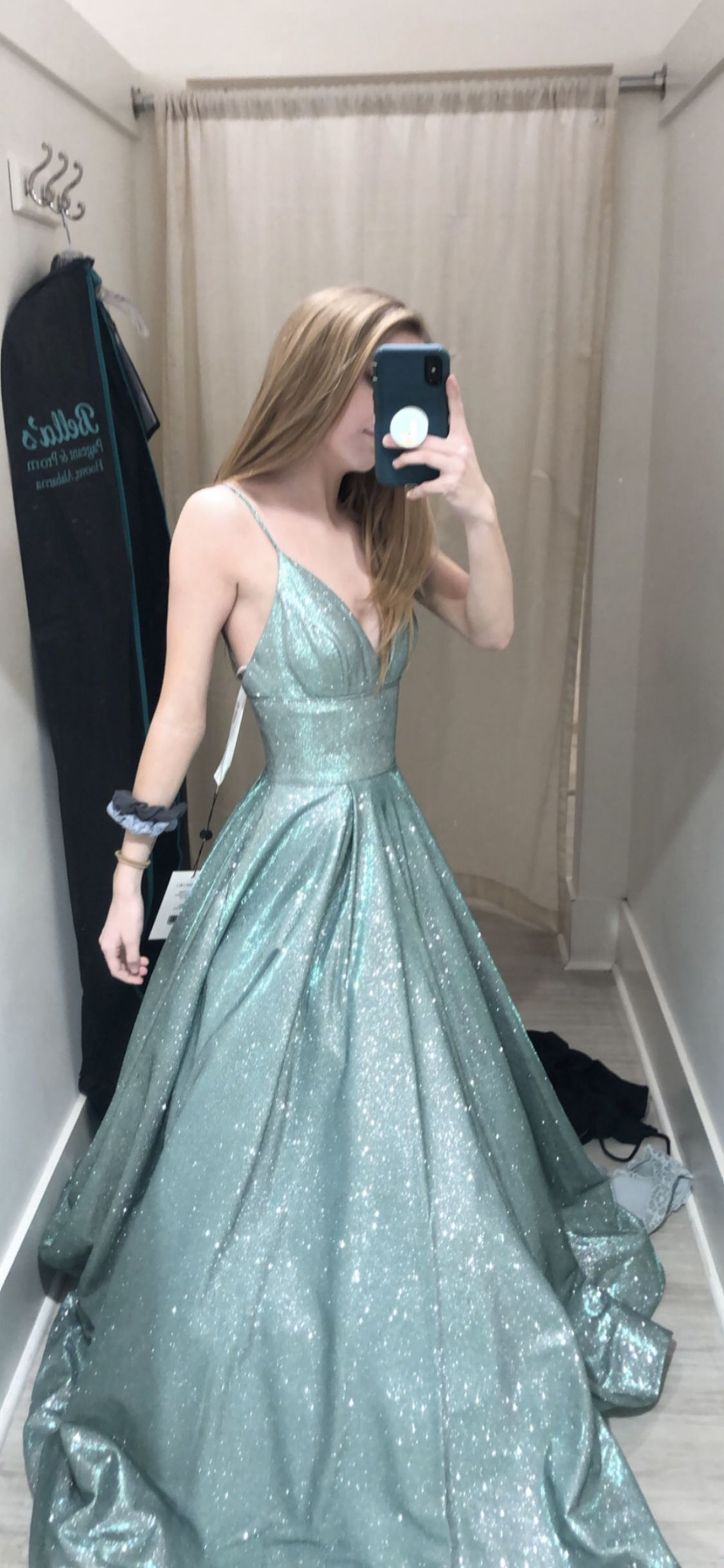 Sparkly Light Green Satin Sequin Long Party Dress,Spaghetti Strap Evening Gown D2875