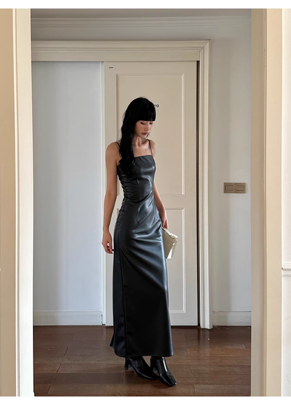 Fashion Spaghetti Straps Burgundy Sheath Long Party Dress Birthday Evening Dress D2124