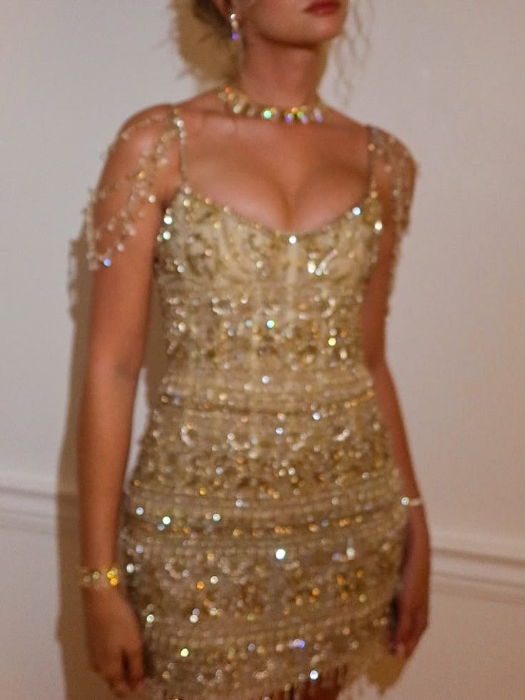 Glitter Champagne Gold Tulle Beaded Sheath Short Homecoming Dress Cocktail Dress D5000