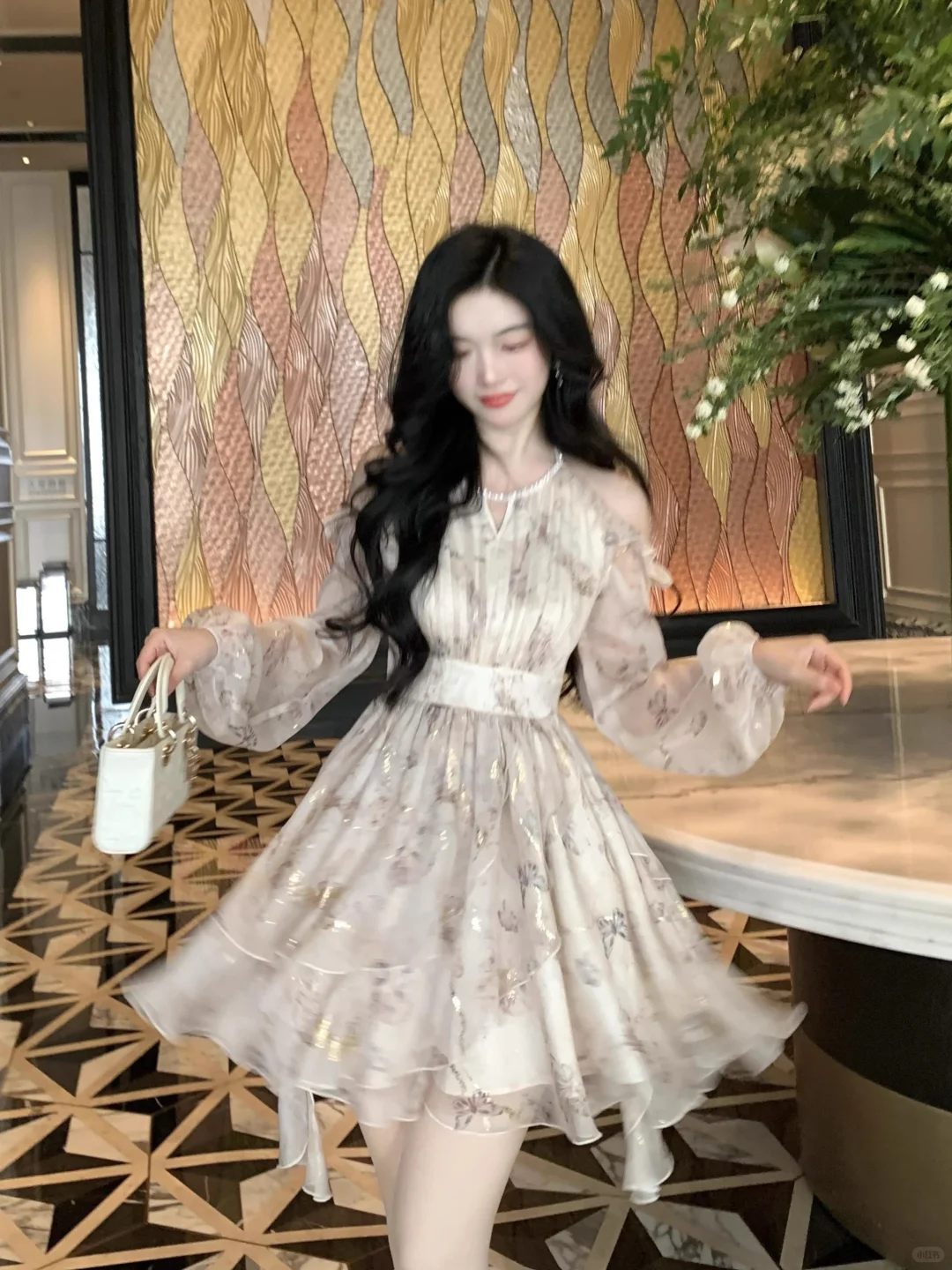 Pretty Chiffon Printed Floral Off The Shoulder Short Party Dress Formal 8th Grade Homecoming Dress D105