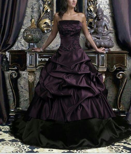 Retro Dark Purple Strapless Satin Pleated Beaded Ball Gown Formal Quinceanera Dress D1165