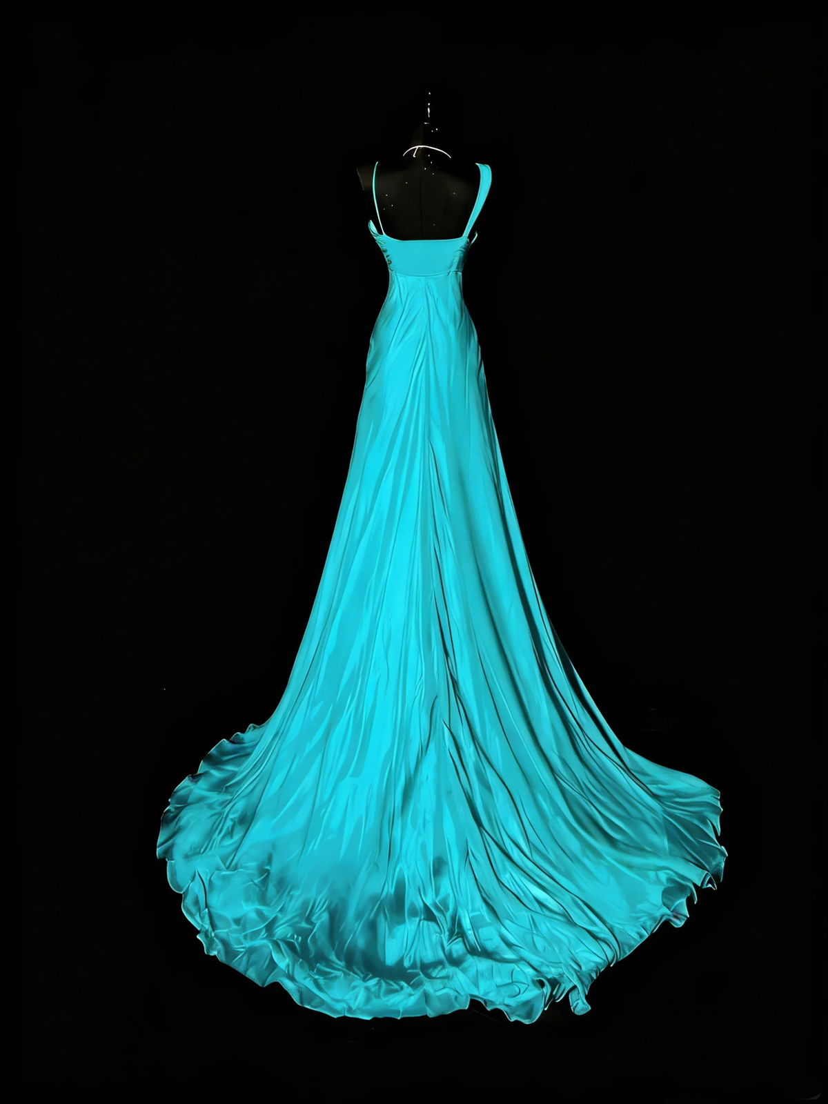 Classy Blue Chiffon With Pleated Bodice 1950s Mermaid Long Evening Dresses Party Gowns D4271