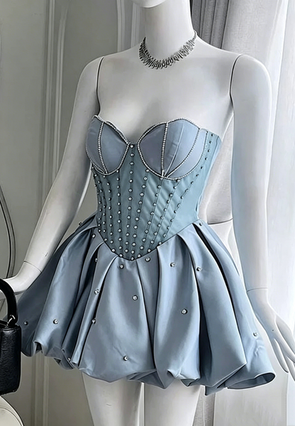 Pretty Sweetheart Neck Satin Beaded A Line Short Homecoming Dress,Pink Short Party Dress D4002