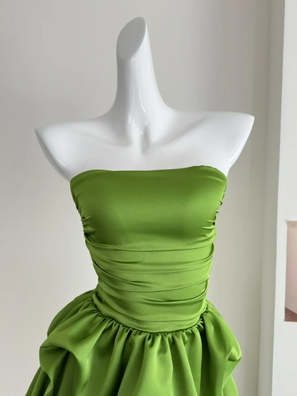Chic Green Strapless A Line Mini Prom Dress Homecoming Dress S325