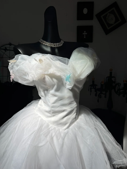 Pretty White Tulle Pleated Off The Shoulder A Line Short Birthday Outfits Homecoming Dress D3019