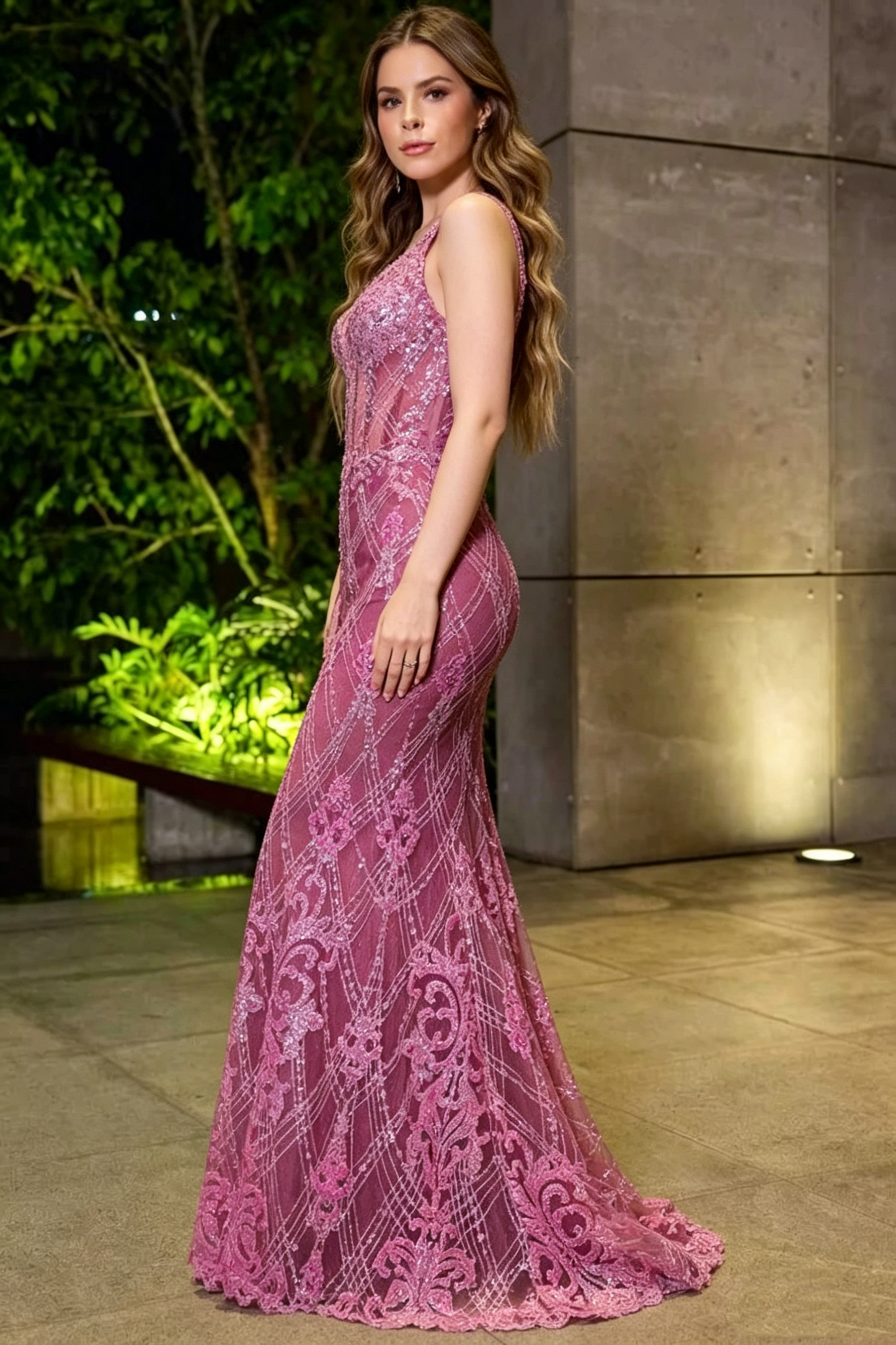 Vintage Spaghetti Straps Purple Tulle Lace Beaded Mermaid Long Wedding Guest Dress Birthday Party Dress D1815