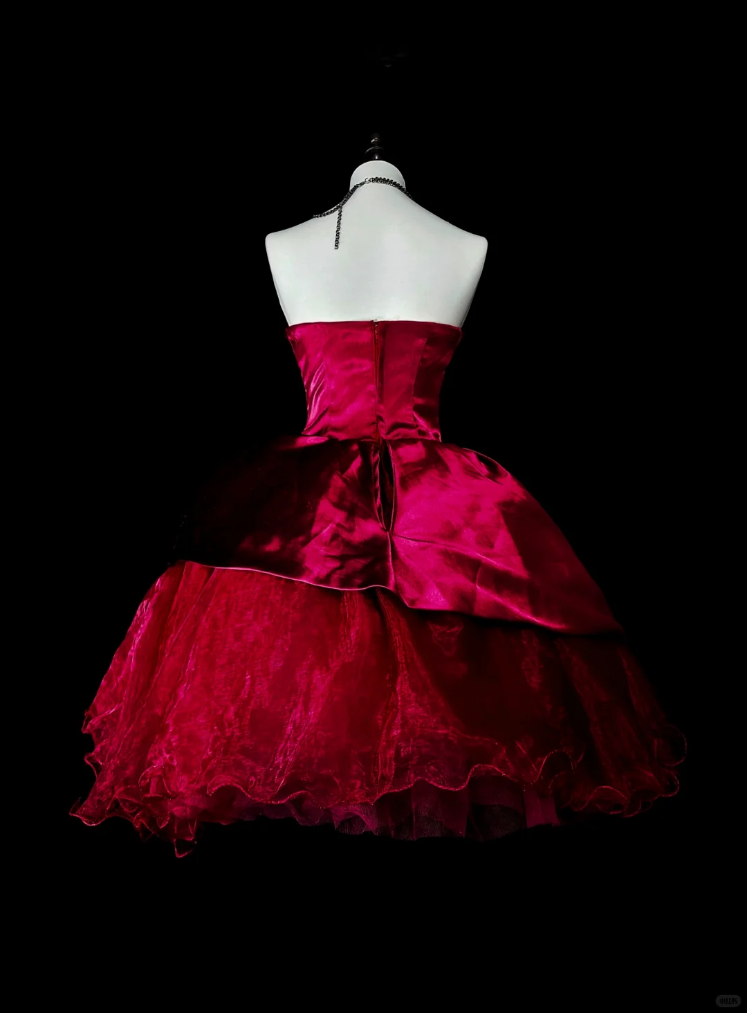 Pretty Red Tulle Satin Beaded A Line Short Homecoming Dress,Strapless Mini 17th Birthday Outfits D4039
