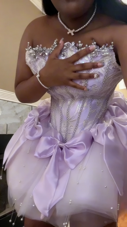 White Strapless A-Line Tulle Birthday Outfits Short Party Dress Classy  Graduation Homecoming Dress S498