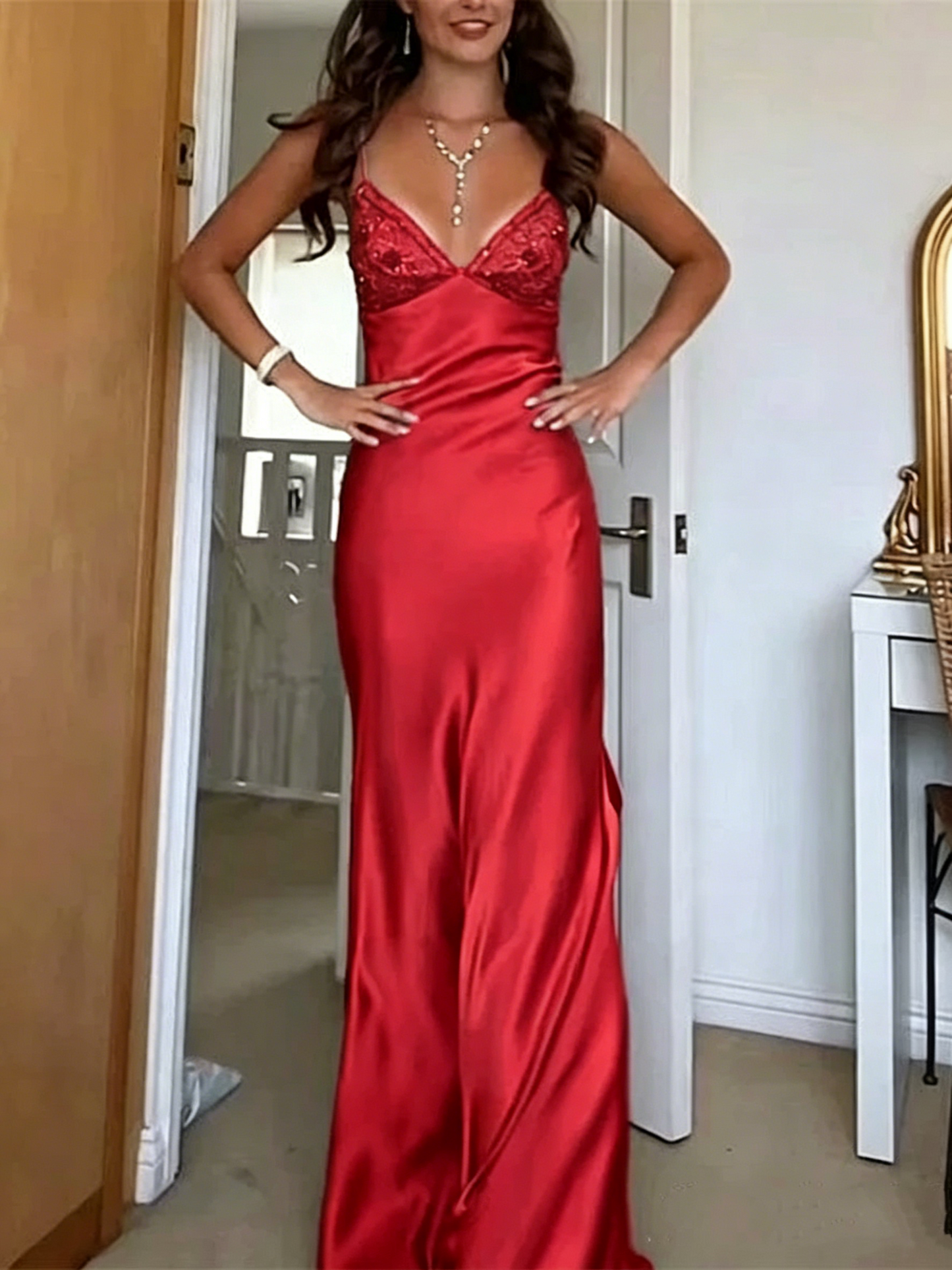 Classy Spaghetti Strap Blue Sleeveless Mermaid Satin Long Backless Prom Dresses SD2470