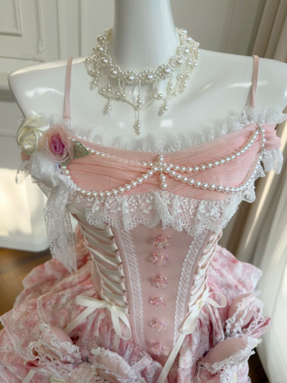 Charming Pink Lace Beaded Layered A Line Short Homecoming Dress Formal 16th Birthday Outfits D2955