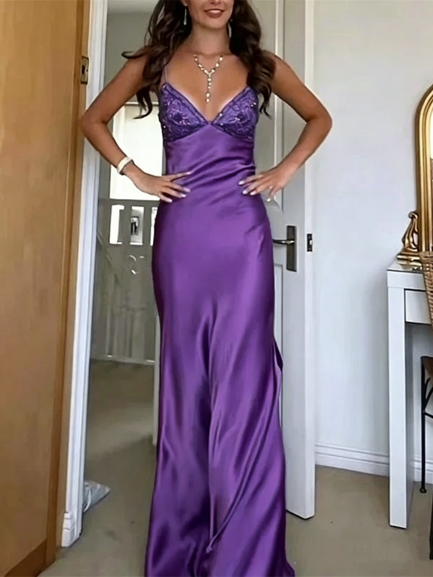 Classy Spaghetti Strap Blue Sleeveless Mermaid Satin Long Backless Prom Dresses SD2470