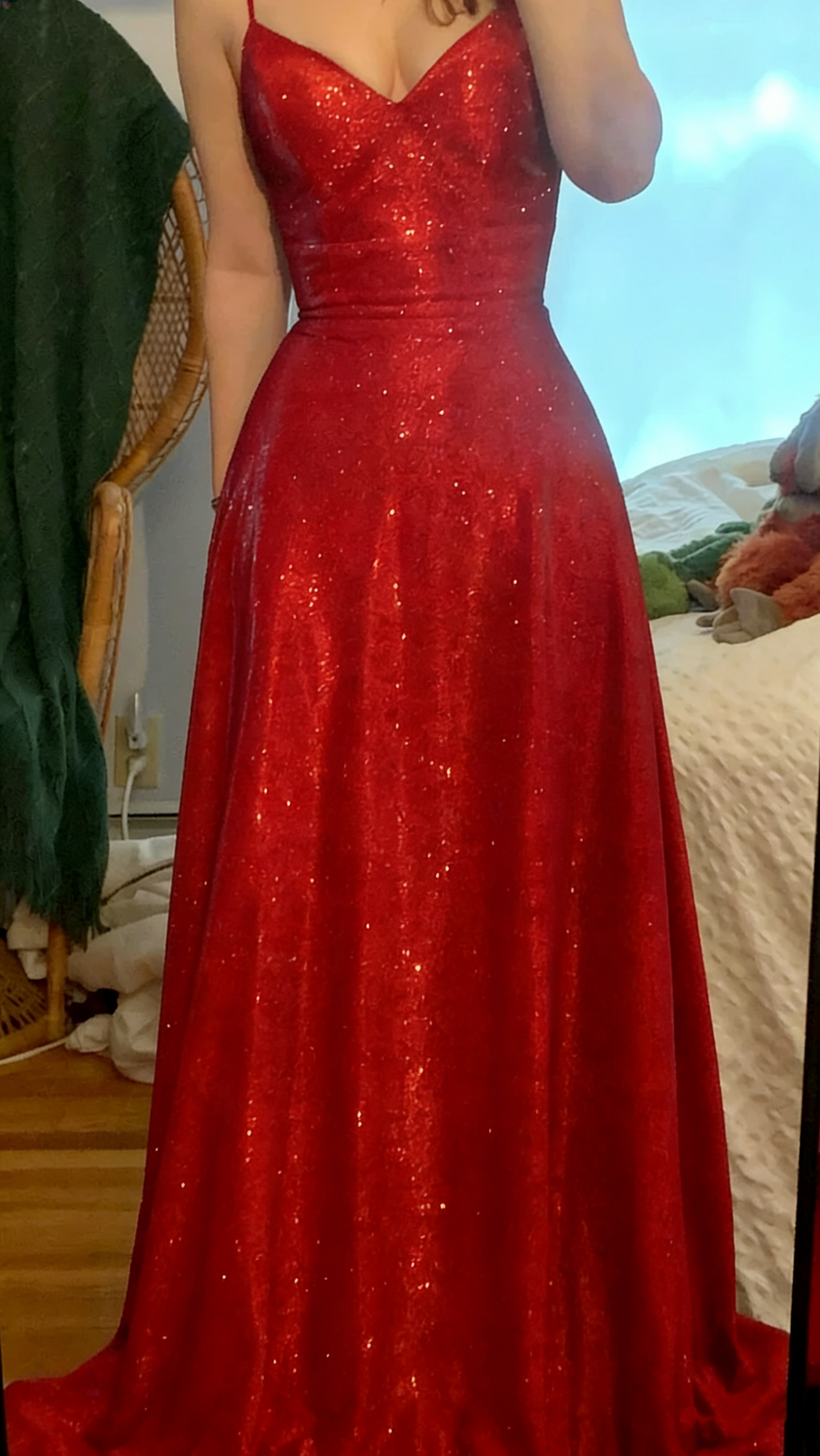 Sparkly Spaghetti Straps Green V NecK Sequin Evening Dress Long Wedding Guest Dress D1527
