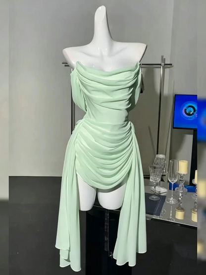 Pretty Strapless White Chiffon Pleated Sheath Short 8th Grade Homecoming Dress Birthday Dress S917