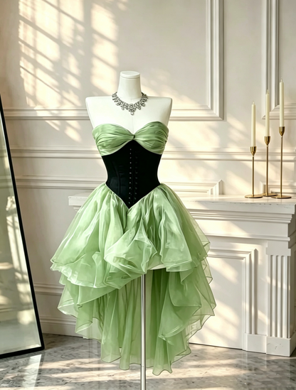 Beautiful Sweetheart Neck Tulle Hi-Low Mini Party Dress Pink 7th Grade Homecoming Dress D2684