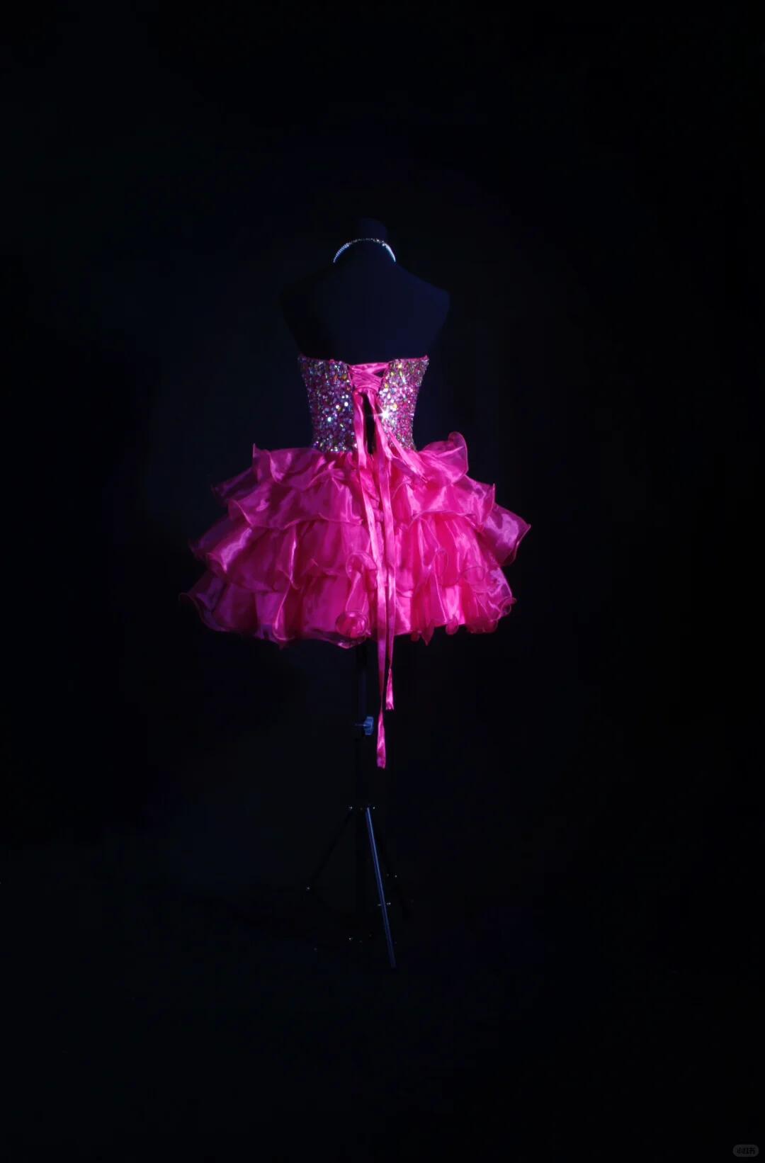 Gorgeous Sweetheart Neck Hot Pink Tulle Beaded A Line Short Homecoming Dress Cocktail Dress D3323