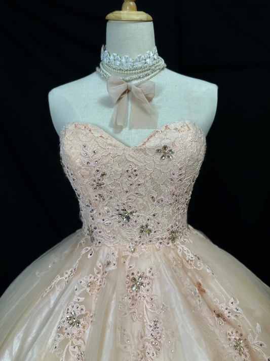 Charming Sweetheart Neck Tulle Appliques Short 15th Birthday Outfits ,Peach Pink Homecoming Dress D3250