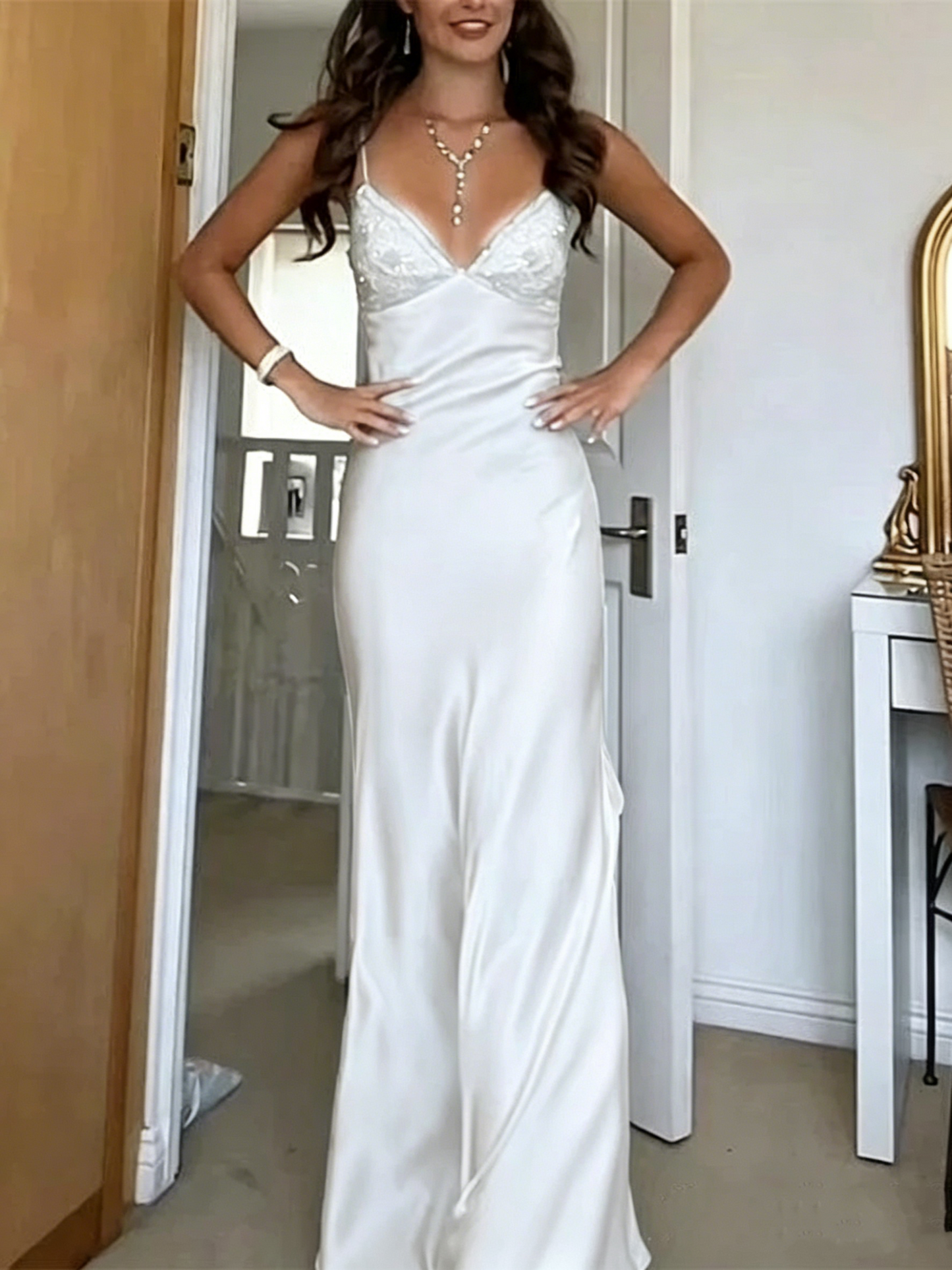 Classy Spaghetti Strap Blue Sleeveless Mermaid Satin Long Backless Prom Dresses SD2470