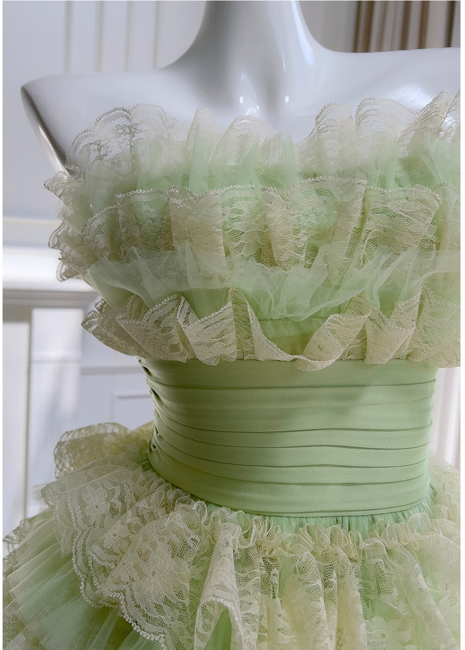 Cute Light Green Tulle Tiered Short Homecoming Dress Short Party Dress S571